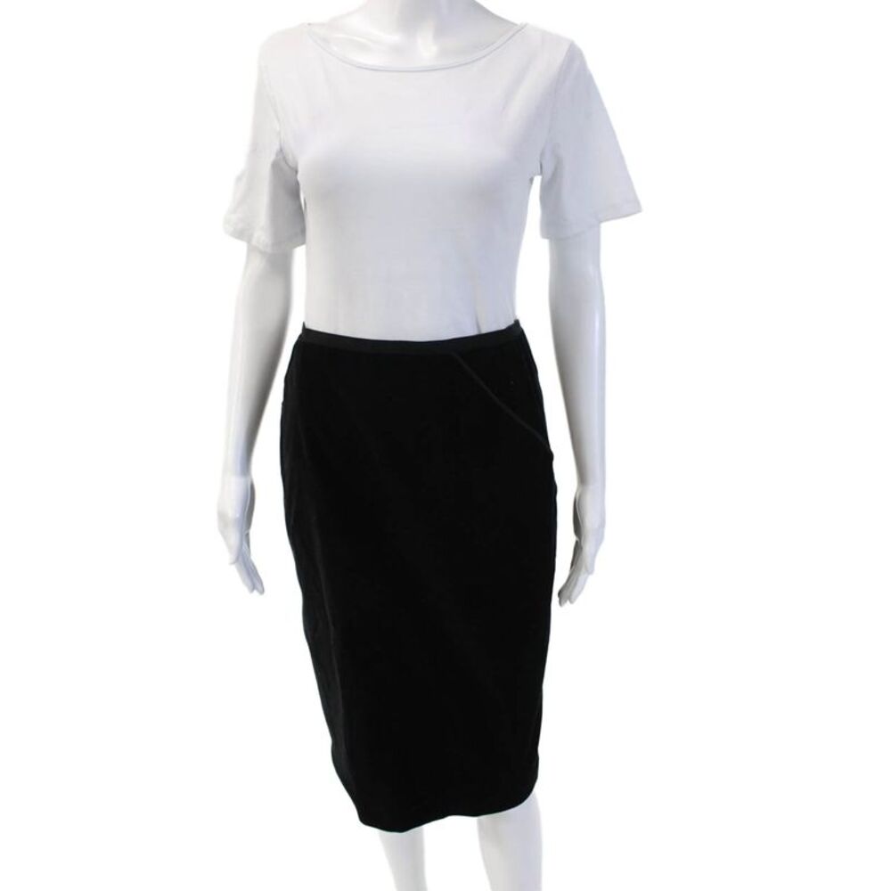 Elie Tahari Women Black Pencil Skirt Short 98% Polyester 2% Elastane Size 6
